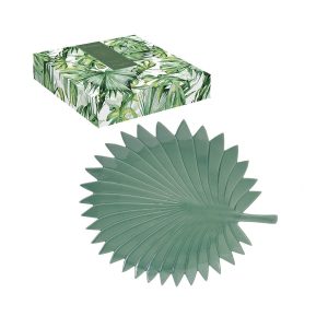 PLAT-A-SERVIR-35X29CM-FORME-FEUILLE-ARBRE-TROPICAL-EN-PORCELAINE-VERT-clair