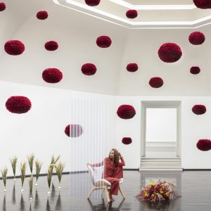 décoration-avec-suspension-plumes-rouges