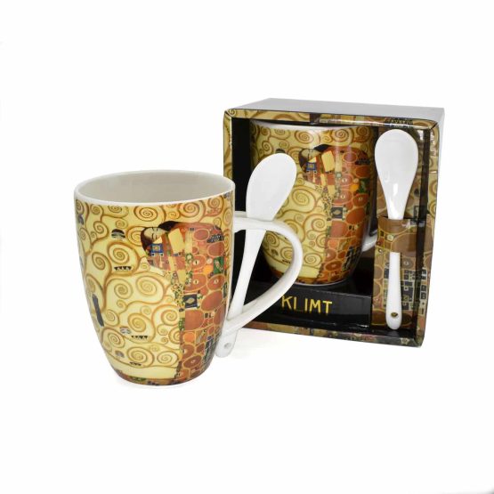 mug-le-baiser-de-klimt-avec-cuillère-blanche