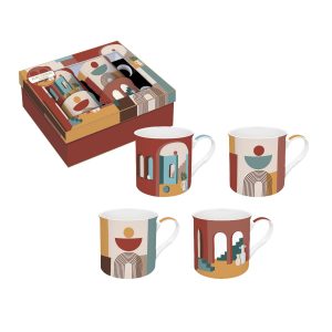 COFFRET 4 MUGS 30CL EN PORCELAINE FINE ILLUSION