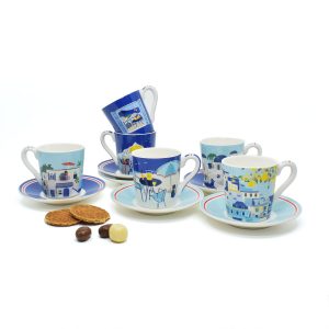 Coffret 6 tasses à café 10cl en porcelaine Sea dream