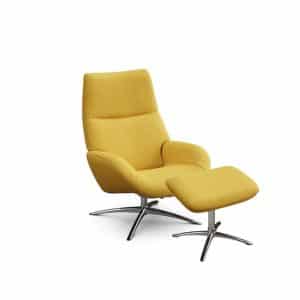 ensemble fauteuil relax et repose pied tissu jaune lido pied chromé