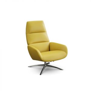 fauteuil relax ergo kebe cuir jaune pietement chromé