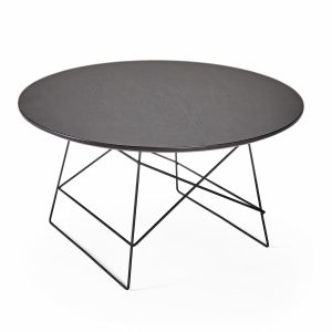 table basse ronde en métal et plateau placage noir mat diametre 70