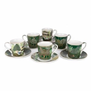 Coffret de 6 tasses Expresso avec soucoupes style Champêtre