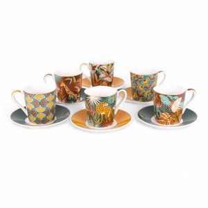 Coffret de 6 tasses Expresso avec soucoupes style Savane Namibia