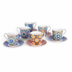 Coffret de 6 tasses expresso avec soucoupes Marrakech