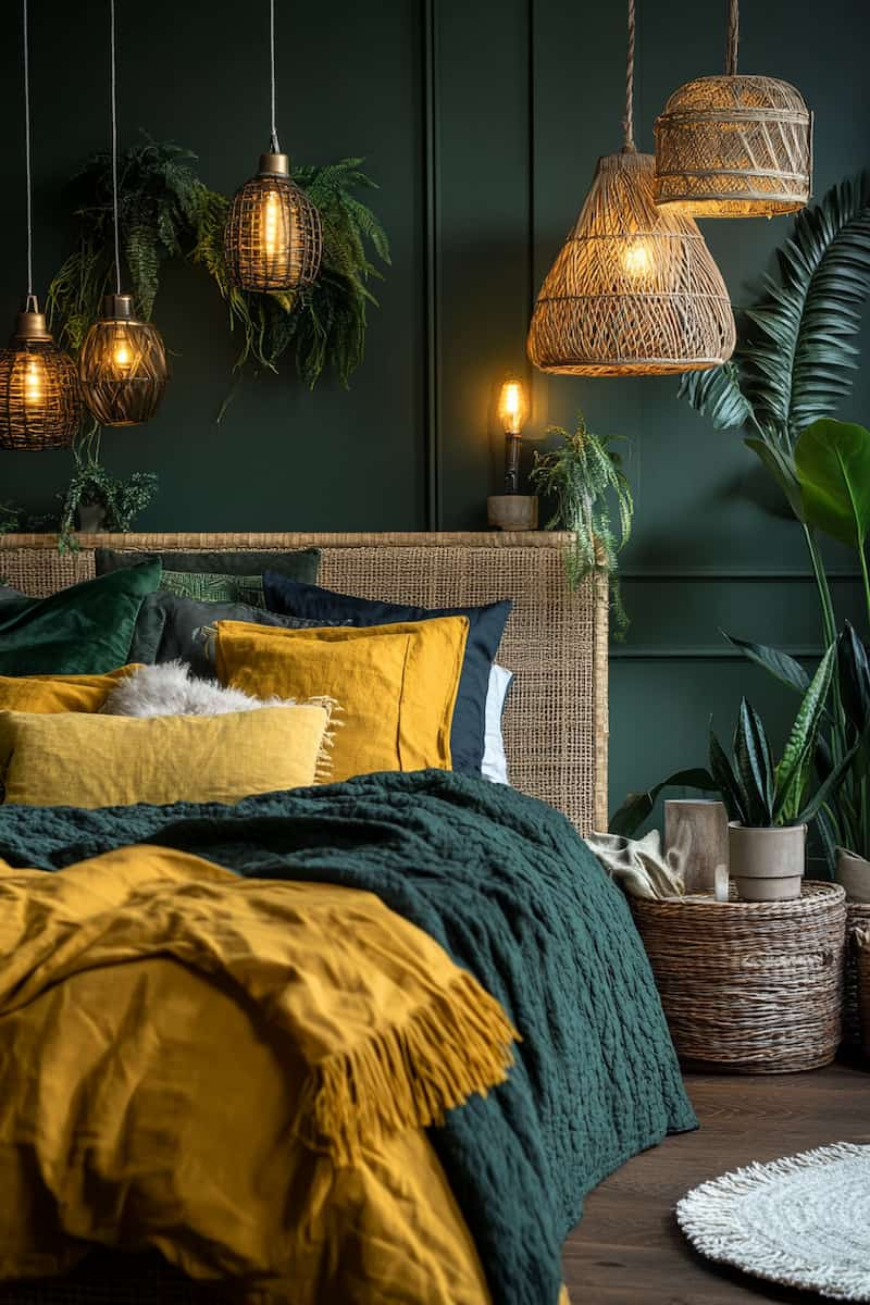 déco contrastée Vert olive jaune moutarde