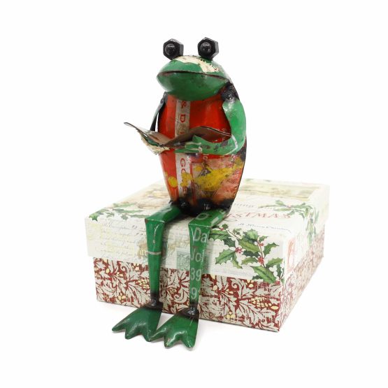 grenouille assise décorative métal de récupération